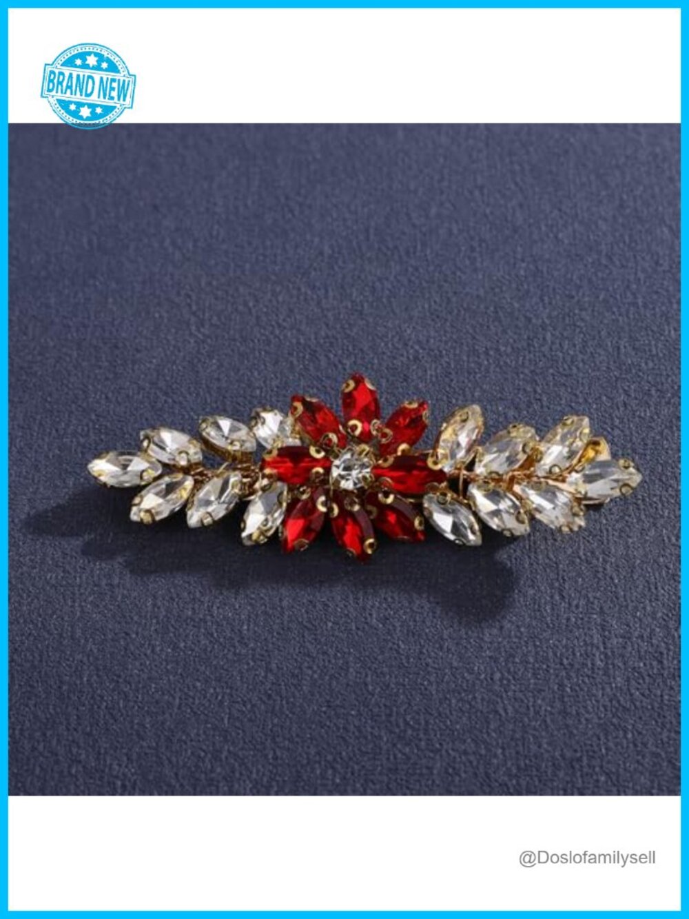 Red Crystal Hair Clip for Women Wedding Bridal Gold Hair Piece